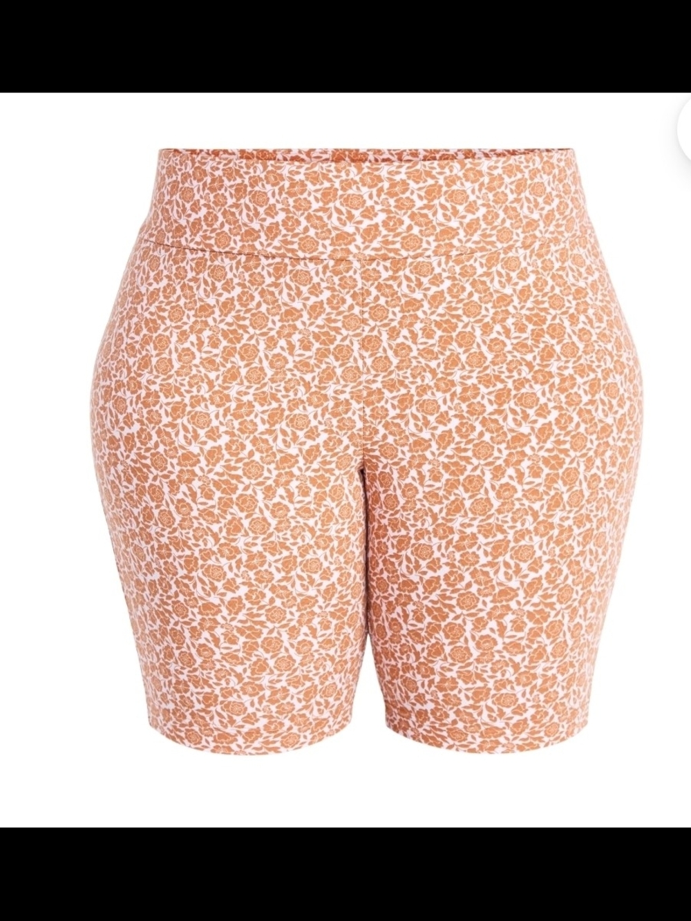 Terra & Sky NEW Floral Bike Shorts Orange White Plus Size 2X High Rise 9" Inseam
